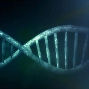 Genetics and a blue DNA chain