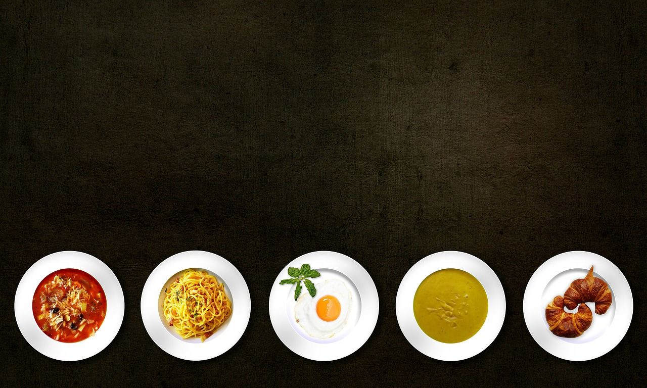 Different plates with food, timing of food